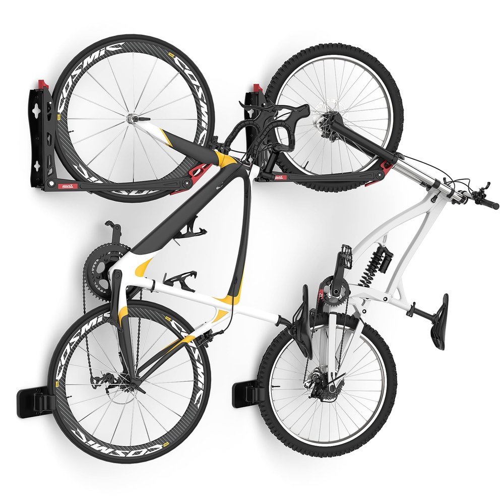 TORACK BIKEPAL Space Saving Wall Mounted Swivel Bike Racks, Vertical Bike Wall Hangers for Garage Storage Solution (2 Pack)