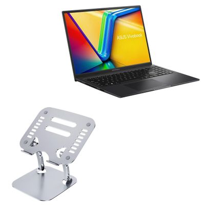 BoxWave Stand and Mount Compatible with ASUS Vivobook 16X OLED (K3605) - Executive VersaView Laptop Stand, Ergonomic Adjustable Viewing Angle Metallic Riser - Metallic Silver
