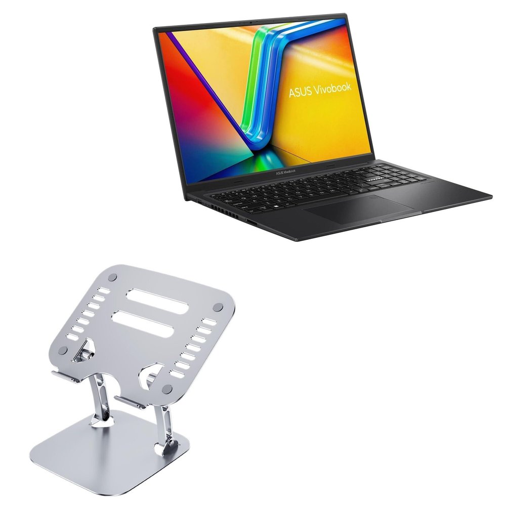 BoxWave Stand and Mount Compatible with ASUS Vivobook 16X OLED (K3605) - Executive VersaView Laptop Stand, Ergonomic Adjustable Viewing Angle Metallic Riser - Metallic Silver