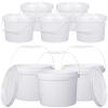 Leinuosen 8 Pcs 2 Gallon Plastic Food Safe Bucket with Lid and Handle Durable Heavy Duty Bucket Set Pail Container for Multipurpose Storage Paint Art Crafts Projects(White) view 1
