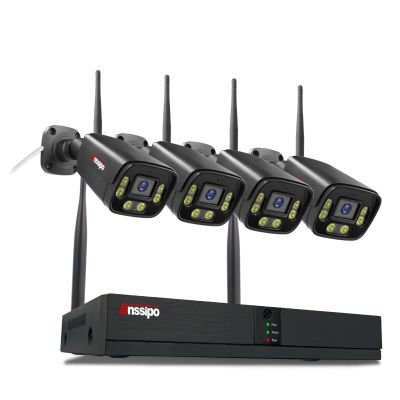4K Wireless Security Camera System Outdoor Indoor, 4X 3MP Plug in WiFi Camera for 24/7 Recording, 8 Channel WiFi NVR, Two Way Audio, Color Night Vision,Person/Face Detection,Siren Alert,NO Hard Drive