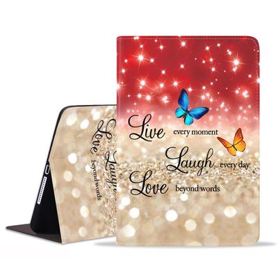 WEUIUJKILO Case for Samsung Galaxy Tab A8 10.5 Inch 2022 (Model: SM-X200/X205/X207), Slim PU Leather Folding Stand Smart Cover with Auto Sleep/Wake, Red Glitter Quote Live Laugh Love