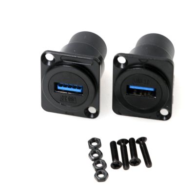 ZBLZGP 2 Pack USB-3.0 D-Type Metal Female to Female USB Module Connector,Data Transmission Solder Pass-Through Adapter Panel Mount