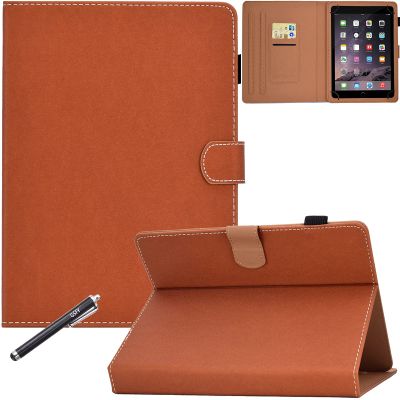 7 Inch Universal Case, GSFY Folio Stand Protective Case Leather Pocket Cover with Stylus Holder for Samsung/Kindle/Huawei/Lenovo/Nook 7.0 Inch Tablet, GX-Brown