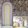 AOSTO Rainbow Arch Backdrop Cover for Birthday Baby Shower Party Decoration,2.5x6ft Double Sided Purple Stripes Background Elastic Fabric Cover GX-1496 view 1