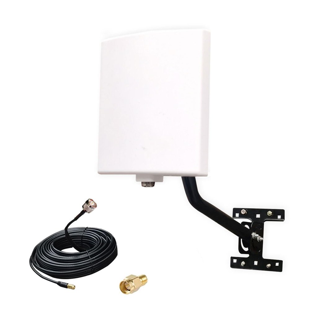 Outdoor WiFi Antenna Long Range External Directional WiFi Antennas Kit 2.4GHz 5.8GHz High Gain 15dBi WiFi Panel Antenna for WiFi Router/Wireless Access Point/Camera, 5meter Cable, RP-SMA, SMA, Pole