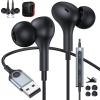 ACANDYA USB Headphones with Microphone for PC USB A Earbuds Computer 2.3M Cord Magnetic in-Ear Headset Audio Control Mute Function for Laptop Desktop Notebook Headset for Office Live Broadcast Gaming view 1