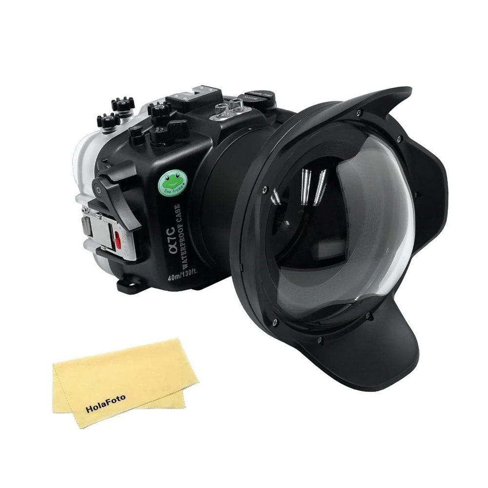 Seafrogs Underwater Housing for Sony A7C+ WA005F Dome Port, [40M/130FT] Waterproof Scuba Housing Case for Sony Alpha 7C+16-35mm F4, 24-70mm F4, for Tamron 17-28mm F2.8 Lens