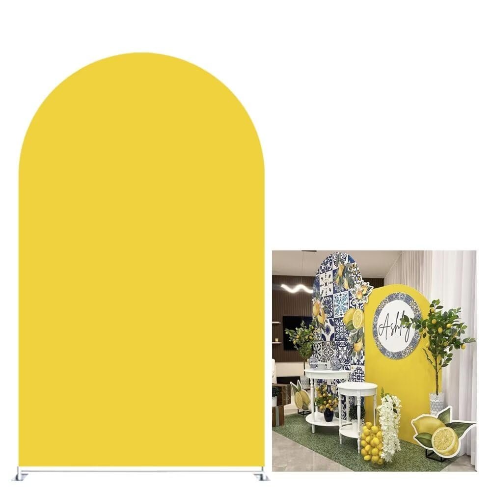 Aerdce Yellow Spandex Arch Backdrop Cover Chiara Backdrop Cover Double-Sided Wedding Arched Cover for Wedding Ceremony Birthday Party Baby Shower Banquet Decoration