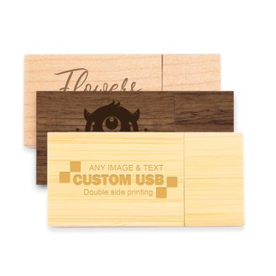 Wooden Custom USB Flash Drive 16GB 50 Pack, JBOS Wood Customized USB Thumb Drives 16GB Personalized Logo USB Stick Bulk Ideal Marketing Tool (Walnut/Maple/Bamboo)