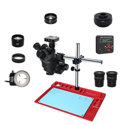 Lab Microscope Slides 3.5X-90X Trinocular Stereo Zoom Microscope Set with 38MP HDMI USB Video Microscope Camera for Phone PCB Soldering Repair Microscope Parts (Color : 38MP and 0.5X Cmount, Size :