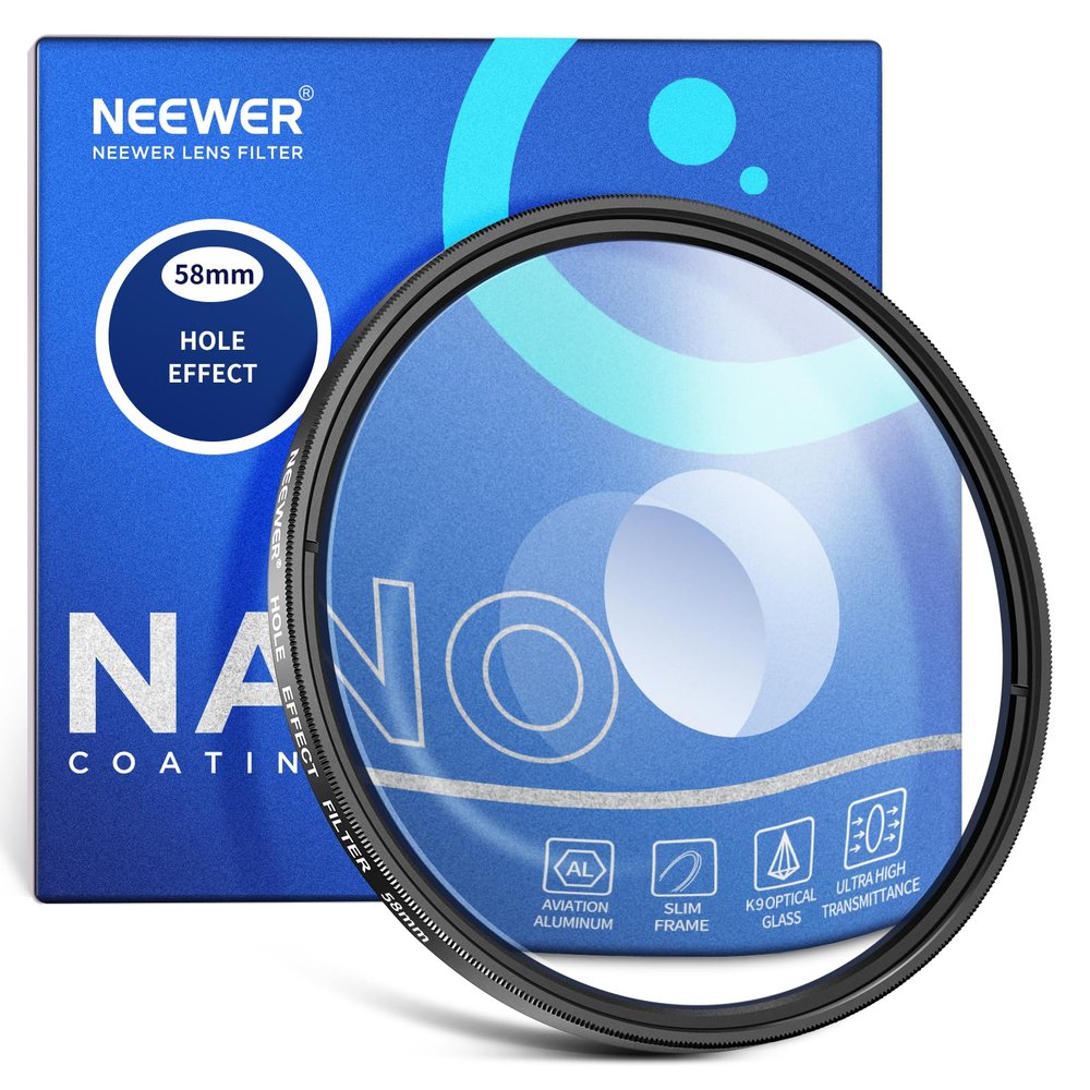 NEEWER 58mm Spiral Halo Camera Lens Filter, Prism K9 Optical Glass Special Effects Filter Photography Camera Lens Accessories with Tunnel Vision Warped Circular Halo Frame Effect