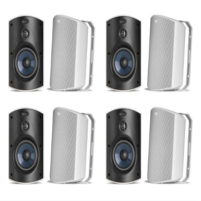 Polk Audio Atrium 5 Outdoor Speakers with Bass Reflex Enclosure | 8 Speaker Pack (4 Pairs, White) - All-Weather Durability | Broad Sound Coverage | Speed-Lock Mounting System | 4 Pairs (White)