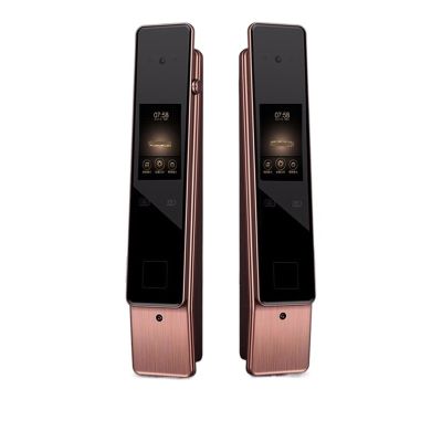 HAvern Smart Home Security Door Lock Password Key ID Card Eye Iris Recognition Unlock Mode Accuracy Focus Electronic Home Security (Color : Red Bronze, Size : 30x388mm)