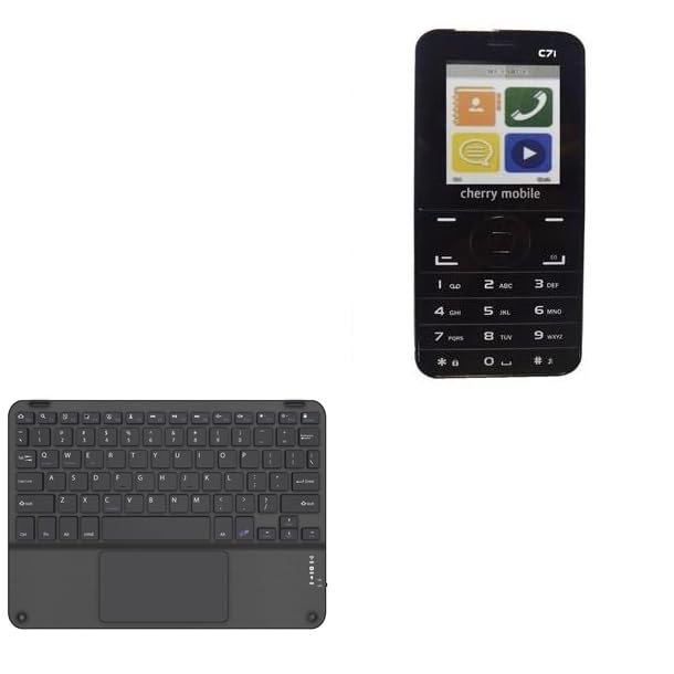 BoxWave Keyboard Compatible with Cherry Mobile C7i - SlimKeys Bluetooth Keyboard with Trackpad, Portable Slim TouchPad - Jet Black