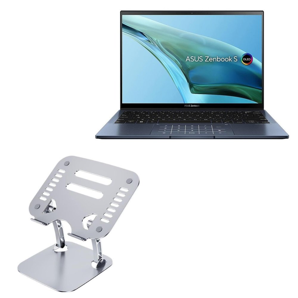 BoxWave Stand and Mount Compatible with ASUS Zenbook S 13 OLED (UM5302) - Executive VersaView Laptop Stand, Ergonomic Adjustable Viewing Angle Metallic Riser - Metallic Silver