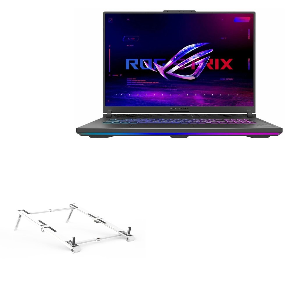 BoxWave Stand and Mount Compatible with ASUS ROG Strix G18 (2023) G814 - Pocket Aluminum Stand 3-in-1, Portable Multi Angle Viewing Riser - Metallic Silver