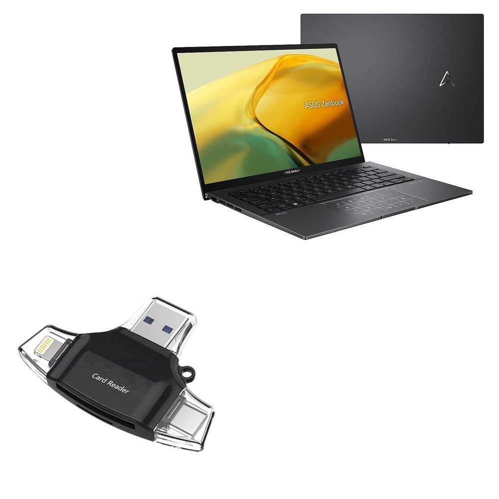 BoxWave Smart Gadget Compatible with ASUS Zenbook 14 OLED (UM3402) - AllReader SD Card Reader, microSD Card Reader SD Compact USB - Jet Black