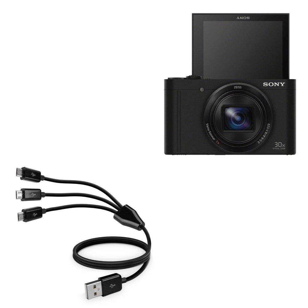 BoxWave Cable Compatible with Sony CyberShot DSC-WX500 - MultiCharge MicroUSB Cable, Multiple Charging Cable Micro USB Cable - Black