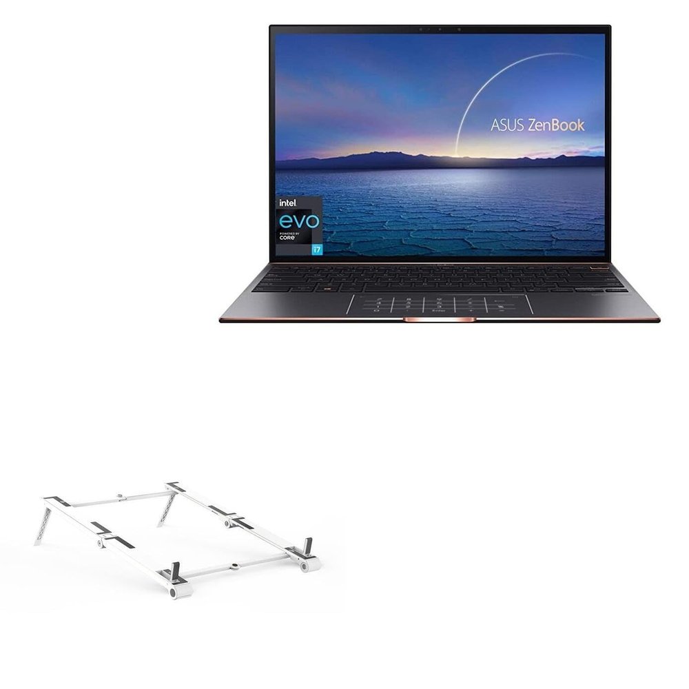 BoxWave Stand and Mount Compatible with ASUS Zenbook S UX393 - Pocket Aluminum Stand 3-in-1, Portable Multi Angle Viewing Riser - Metallic Silver