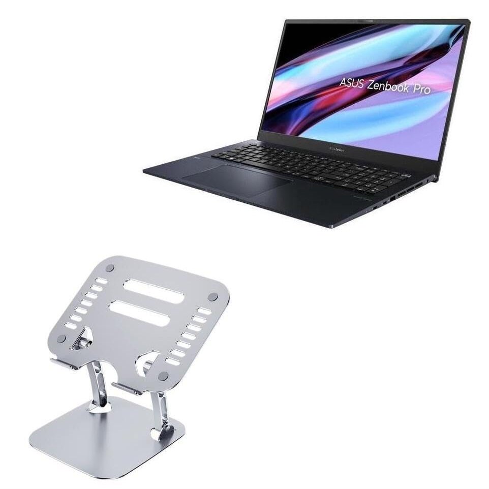BoxWave Stand and Mount Compatible with ASUS Zenbook Pro 17 (UM6702) - Executive VersaView Laptop Stand, Ergonomic Adjustable Viewing Angle Metallic Riser - Metallic Silver