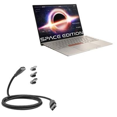 BoxWave Cable Compatible with ASUS Zenbook 14X OLED Space Edition (UX5401) - MagnetoSnap PD AllCharge Cable (100W), Magnet Charging Braided USB Type-C Micro - Jet Black