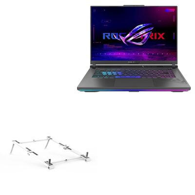 BoxWave Stand and Mount Compatible with ASUS ROG Strix G16 (2023) G614 - Pocket Aluminum Stand 3-in-1, Portable Multi Angle Viewing Riser - Metallic Silver