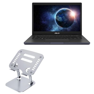 BoxWave Stand and Mount Compatible with ASUS BR1402C - Executive VersaView Laptop Stand, Ergonomic Adjustable Viewing Angle Metallic Riser - Metallic Silver
