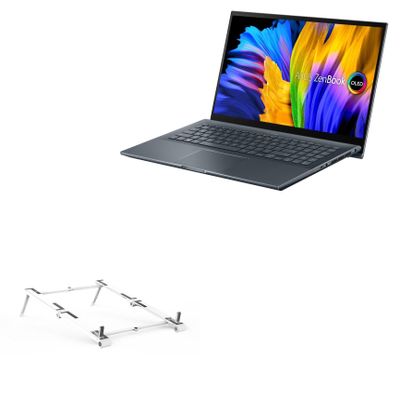 BoxWave Stand and Mount Compatible with ASUS Zenbook Pro 15 OLED (UM535) - Pocket Aluminum Stand 3-in-1, Portable Multi Angle Viewing Riser - Metallic Silver