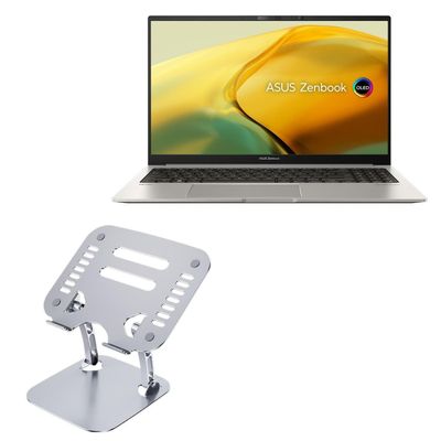 BoxWave Stand and Mount Compatible with ASUS Zenbook 15 OLED (UM3504) - Executive VersaView Laptop Stand, Ergonomic Adjustable Viewing Angle Metallic Riser - Metallic Silver