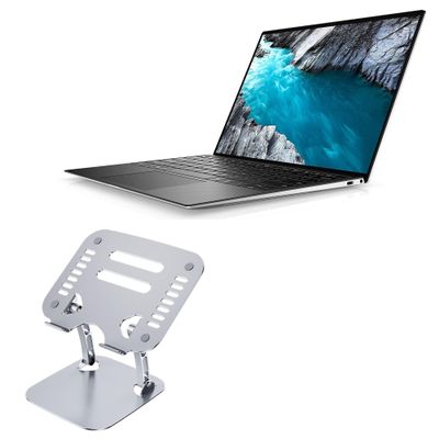 BoxWave Stand and Mount Compatible with Dell XPS 13 9310 - Executive VersaView Laptop Stand, Ergonomic Adjustable Viewing Angle Metallic Riser - Metallic Silver