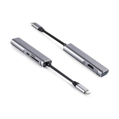 YIORYO 5 in 1 USB C Hub Aluminum with HDMI 4K Adapter USB 3.0 Ports 1 SD and 1 microSD PD 100W Card Reader for and More Type-C Devices Universal Docking Station Dual Video Monitor Display