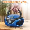 Gelielim Portable Boombox CD Player, Top Loading CD Players for Home with Bluetooth, AM FM Stereo Radio, Support USB, SD, MMC Drive, LCD Display, Headphone Jack, AC/DC Powered, Gift for Seniors-Blue view 3