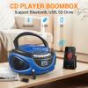 Gelielim Portable Boombox CD Player, Top Loading CD Players for Home with Bluetooth, AM FM Stereo Radio, Support USB, SD, MMC Drive, LCD Display, Headphone Jack, AC/DC Powered, Gift for Seniors-Blue view 4