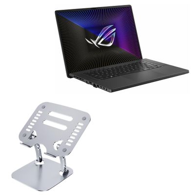 BoxWave Stand and Mount Compatible with ASUS ROG Zephyrus G16 (2023) GU603 - Executive VersaView Laptop Stand, Ergonomic Adjustable Viewing Angle Metallic Riser - Metallic Silver