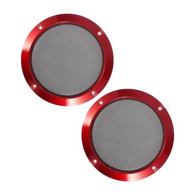 Unifizz 2pcs Car Audio Speaker Cover Mesh Subwoofer Grill Horn Guard 5'' Red Protector