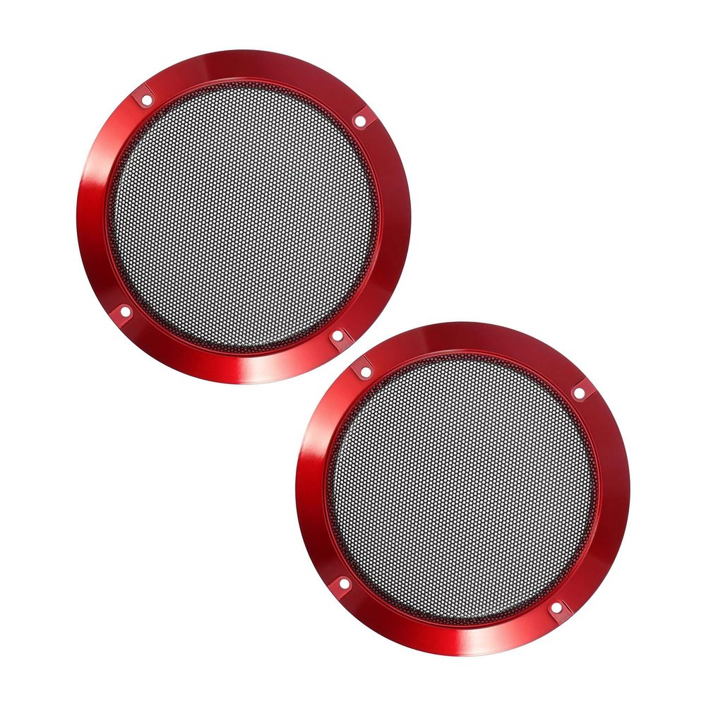 Unifizz 2pcs Car Audio Speaker Cover Mesh Subwoofer Grill Horn Guard 5'' Red Protector