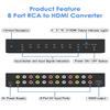 8 Port RCA to HDMI Converter, Dual AV to HDMI Converter Supports 16:9/4:3 Composite to HD MI Adapter Support 1080P PAL/NTSC Compatible with Sega/Xbox/PS1/PS2/PS3/WII/N64/VHS, VCRs, and DVD Players view 4