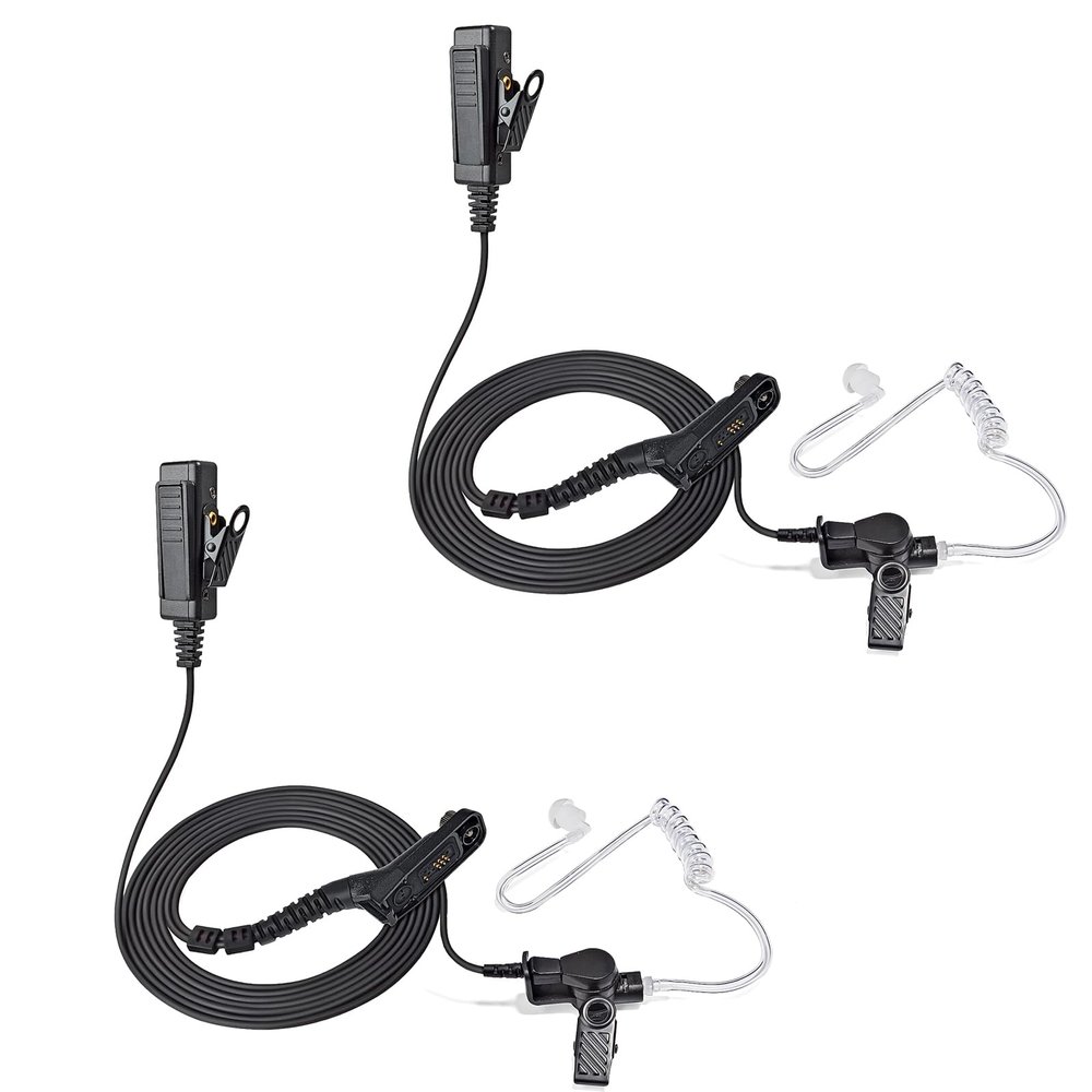 TWAYRDIO Walkie Talkie Earpiece with Mic for Motorola APX6000 APX8000 XPR7550e, Two Way Radio Ear Piece Headset with Clear Acoustic Coil Tube for MOTOTRBO XPR7550 APX4000 Portable Radios, Pack of 2