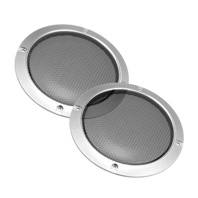 Unifizz Car 2pcs 5 Speaker Car Auto Stereo Accessory Grille Cover Mesh Trim Round Subwoofer Grille Horn Protective Guard Silver Tone