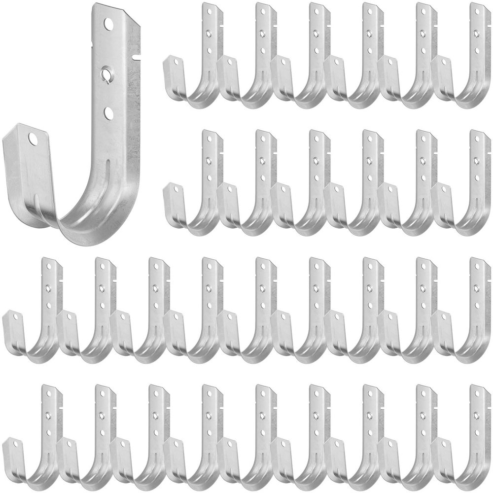 Blulu 30 Pcs 2" Cable Support J Hooks Heavy Duty Galvanized Steel Wire Management Cable J Hooks Hangers for Attaching to Vertical Surfaces Wall Mounting, Silver