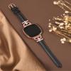 Minyee Leather Bands Compatible with Fitbit Versa 4/Versa 3/Sense 2/Sense Band for Women, Dressy Bling Slim Leather Strap with D-shaped Diamonds Metal Buckle for Versa 3 view 2