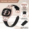 Minyee Leather Bands Compatible with Fitbit Versa 4/Versa 3/Sense 2/Sense Band for Women, Dressy Bling Slim Leather Strap with D-shaped Diamonds Metal Buckle for Versa 3 view 4