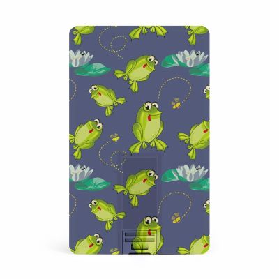 Frog in Lotus Pond USB Flash Drive Credit Card Design Memory Stick U Disk Thumb Business Gift 64G
