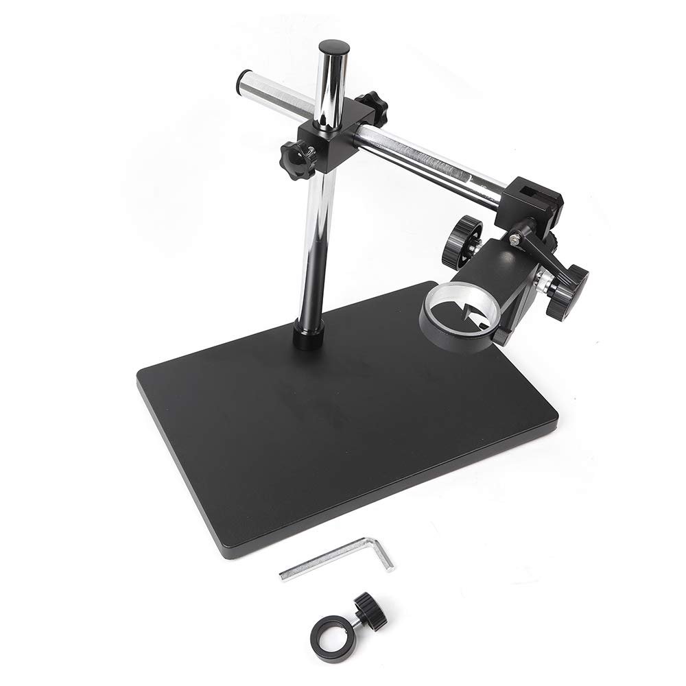 Digital Microscope Camera Table Stand Holder, Heavy Duty Multi-Axis Rotation Boom Large Stereo Table Stand Focusing Holder 50mm Ring for Microscope