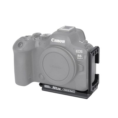 Nitze L-Bracket for Canon R6 Mark II / R6, with Built-in Arca Quick Release Plate and Multiple 1/4"-20 Thereaded Holes - T-C05A