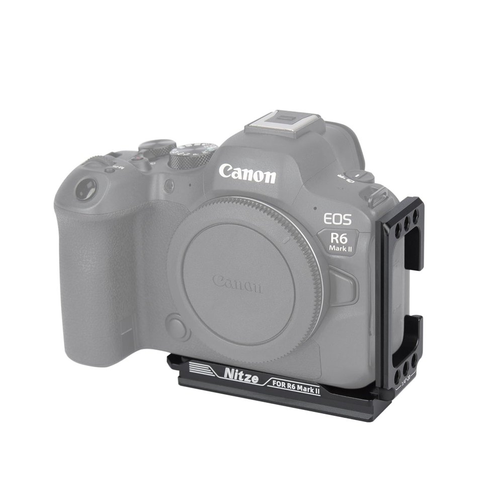 Nitze L-Bracket for Canon R6 Mark II / R6, with Built-in Arca Quick Release Plate and Multiple 1/4"-20 Thereaded Holes - T-C05A