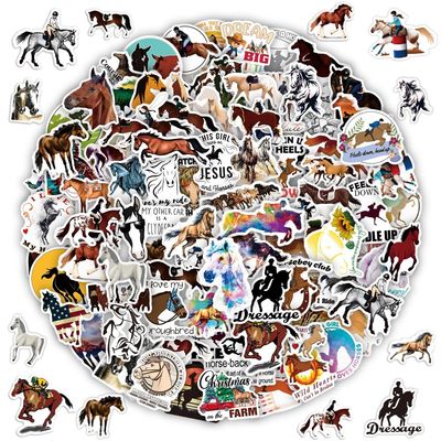 100PCS Horse Stickers, Horse Riding Stickers Pack for Water Bottle, Laptop, Car, Luggage, Animal Gifts for Adults Teens Kids