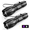 MOWETOO UV Flashlight, Portable Blacklight Flashlight, LED Torch with White and Ultraviolet Light Combo, Black Light Pet Urine Detector for Dog Cat Pee, ID Check, AC Leak, Bed Bug, Rocks, Resin (2) view 1