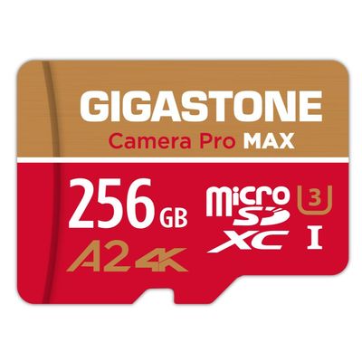 5-Years Data Recovery GIGASTONE 256GB Micro SD Card, 4K Camera Pro MAX, Compatible with Gopro, Dash Cam, DJI, Drone, Security Camera, Speed Up to 130MB/s, UHS-I A2 4K U3 C10, with Adapter